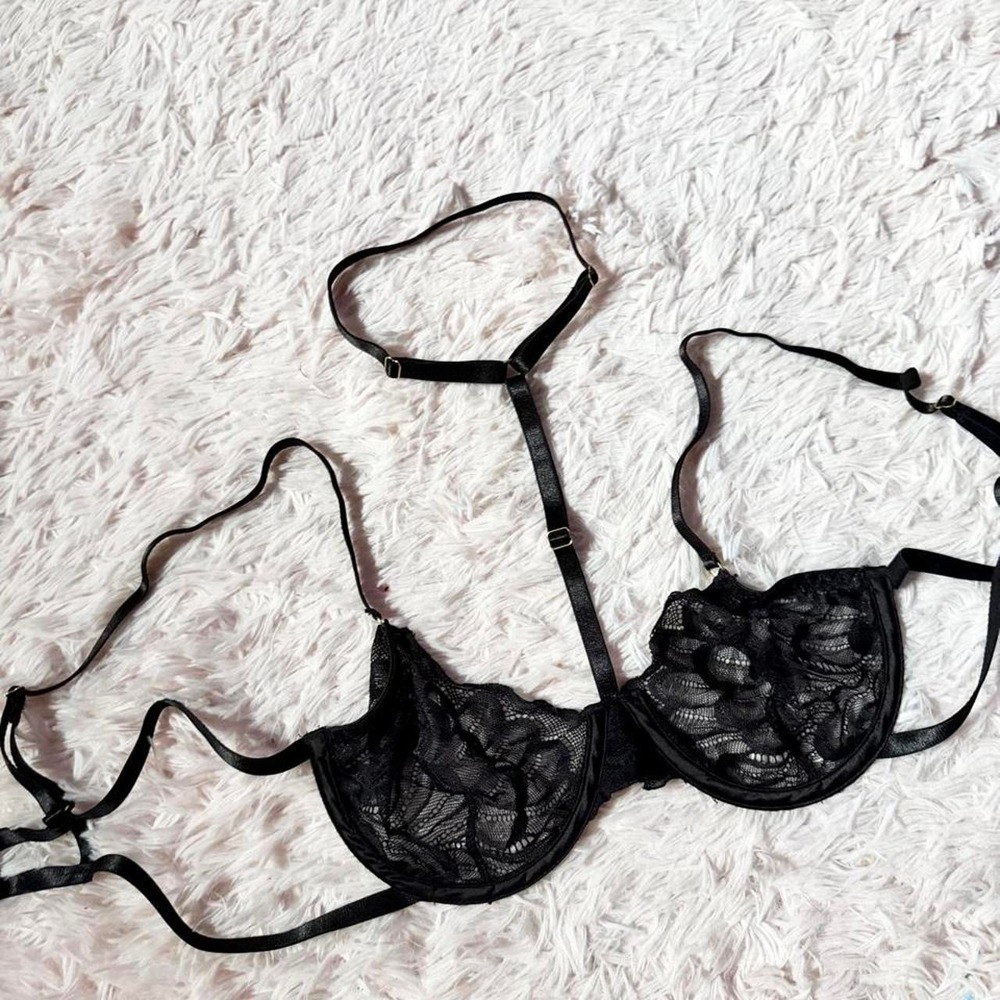 Sexy Sheer Bondage Madam Whimsygothβ Kink Balconette Lingerie Bra Womens M Dark